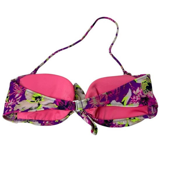Victoria’s Secret Bikini Top Size L Floral Hawaiian Removable Pads Beach Halter - Picture 2 of 8